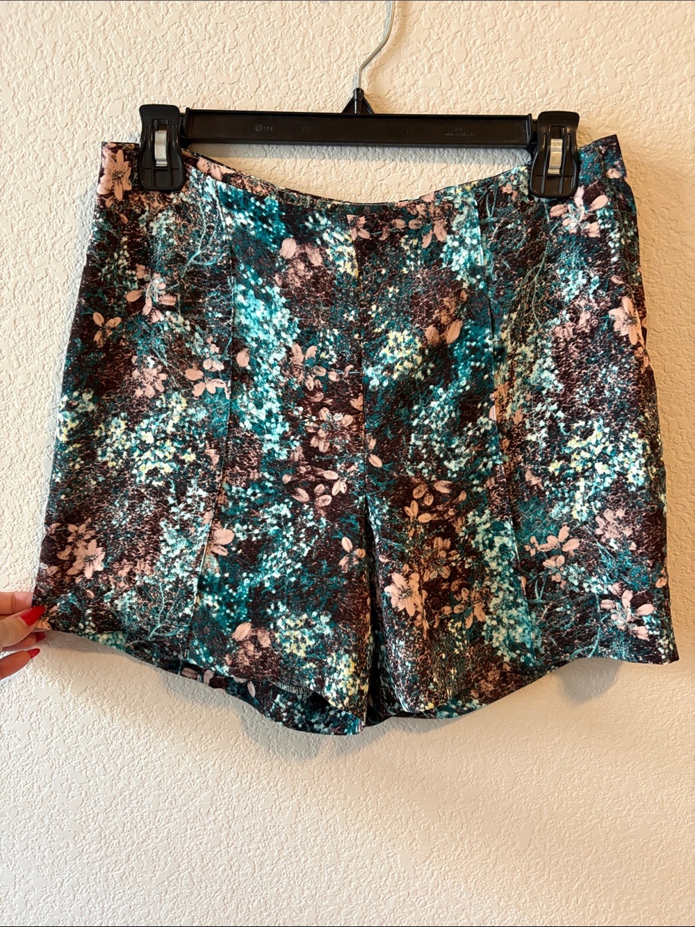 H&M Teal & Pink Floral High-Waist Shorts